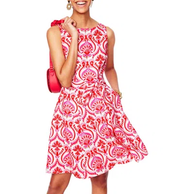 Boden Anya Print Tie Waist Linen Dress In Multi