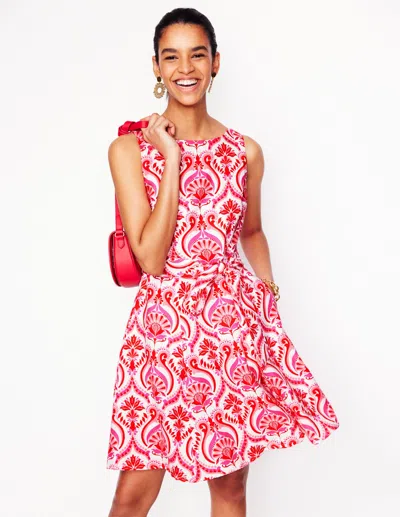 Boden Anya Sleeveless Linen Dresspoppy Red, Ornamental Floral Women  In Poppy Red, Ornamental Floral