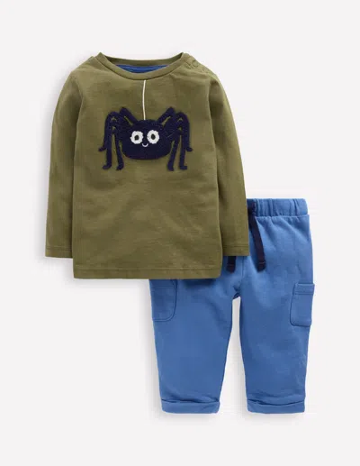 Boden Babies' Appliqué Jersey Play Set-green Spider Male