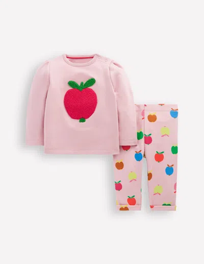 Boden Babies' Appliqué Jersey Play Set Vintage Pink Small Apples Girls