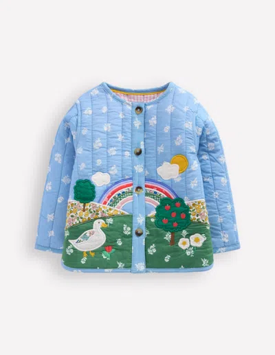 Boden Babies' Appliqué Quilted Jacket Multi Patchwork  In Blue