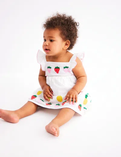 Boden Babies' Appliqué Ruffle Dresssoft Ivory Fruit Girls