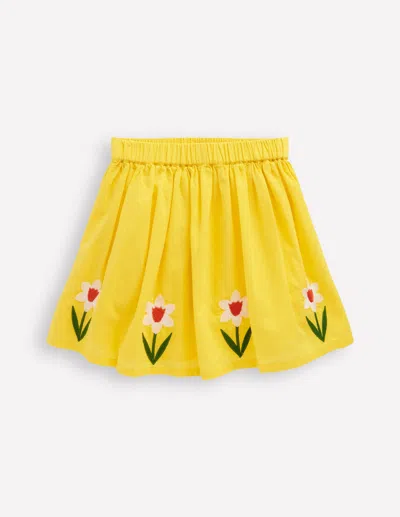 Boden Kids' Appliqué Skirttropical Yellow Flowers Girls