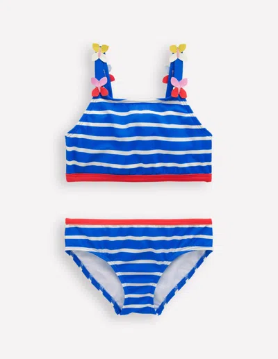 Boden Kids' Applique Strap Bikinigallery Blue Stripe Butterfly Girls