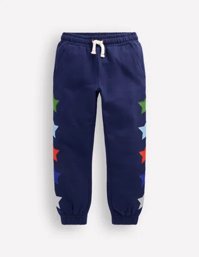 Boden Kids' Appliqué Sweatpants Star Side  In Blue
