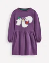 Boden Applique Sweatshirt Dress Halloween Ghosts  In Purple