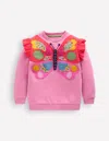 Boden Applique Sweatshirt Formica Pink Butterfly Girls