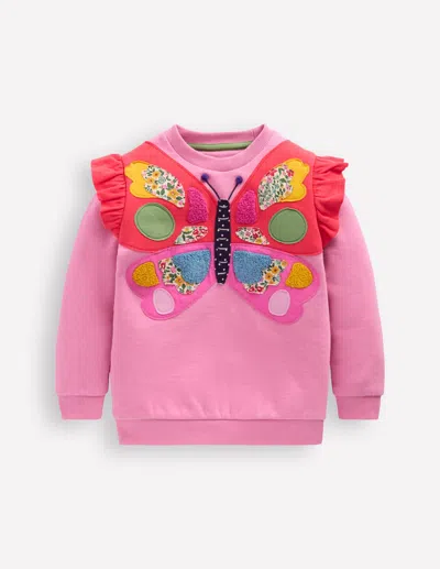 Boden Kids' Applique Sweatshirt Formica Pink Butterfly Girls