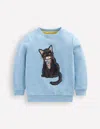Boden Sweatshirt Mit Applikation-gletscherblau Katze In Blue