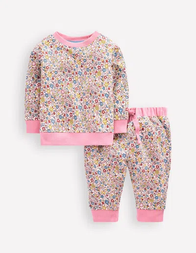 Boden Babies' Applique Sweatshirt Set Multi Vintage Floral Ditsy
