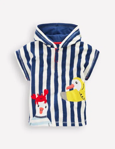 Boden Babies' Applique Towelling Throw Onsapphire Blue Seagulls Boys