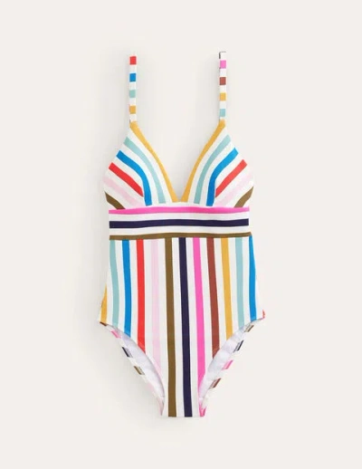Boden Arezzo V-neck Panel Swimsuit Multi Stripe Women
