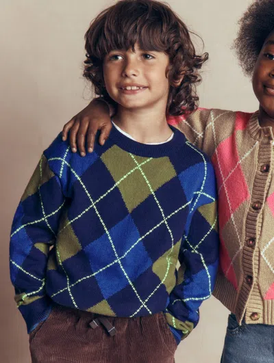 Boden Kids' Argyle-pullover-schuluniform In Blau | Grösse 98 In Blue