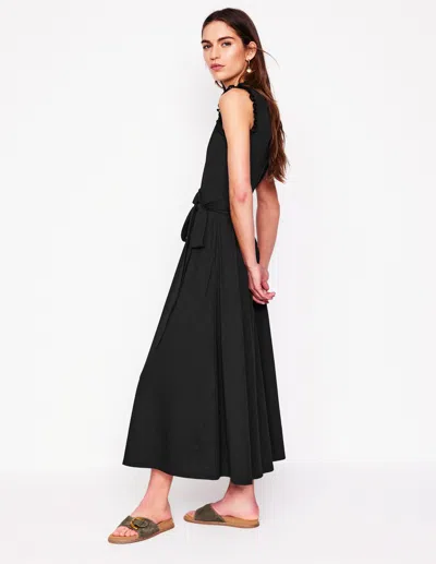 Boden Aria Broderie Trim Midi Dressblack Women  In Black