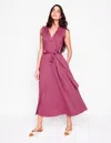 BODEN ARIA BRODERIE TRIM MIDI DRESSPLUM PURPLE WOMEN BODEN