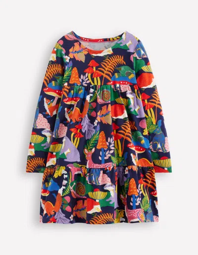 Boden Kids' Ariel Langärmliges, Schwingendes Kleid-bunt Regenbogenwald In Multi