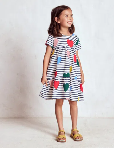 Boden Kids' Ariel Twirly Jersey Dress Multi Heart Stripe Girls