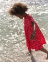 Boden Ariel Twirly Towelling Dresspoppy Red Parrot Palm Girls