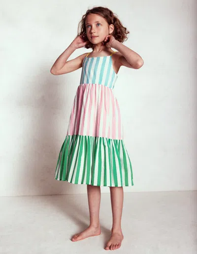 Boden Kids' Aurelia Tiered Twirly Dresshotchpotch Stripe Girls  In Multi