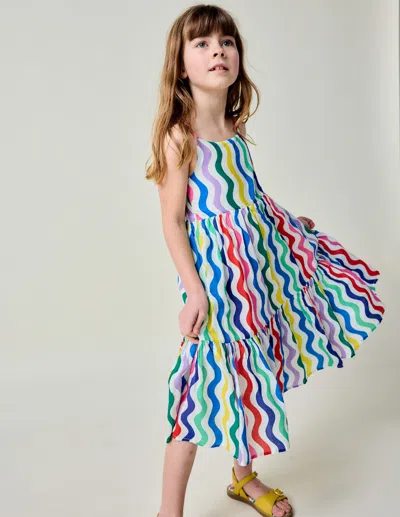 Boden Kids' Aurelia Tiered Twirly Dressmulti Wave Girls  In Multi