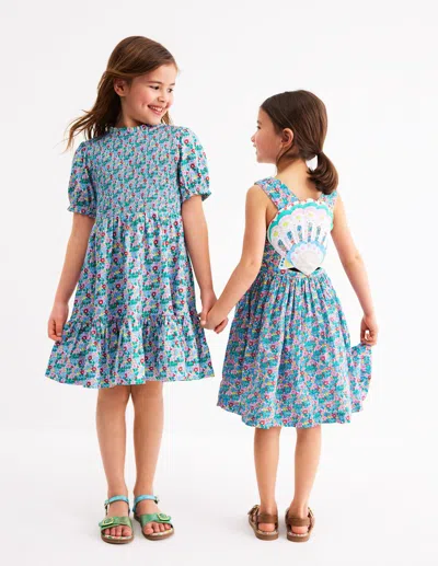 Boden Kids' Aurora Shirred Twirly Dressmulti Flowerbed Girls  In Multi