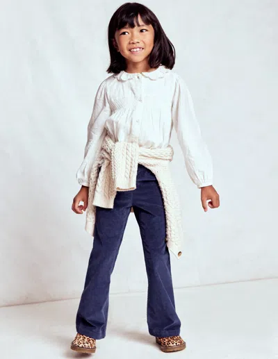 Boden Kids' Ausgestellte Cordleggings-schuluniform-marineblau In White