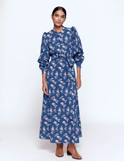 Boden Ava Cotton Midi Dress Navy, Blossomy Sprig  In Blue