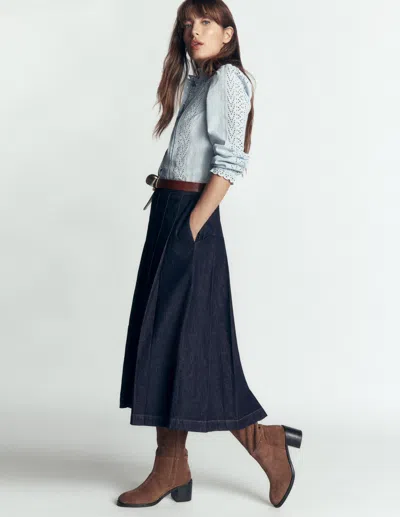 Boden Aya Midi-jeansrock In Indigo | Grösse 30 In Blue
