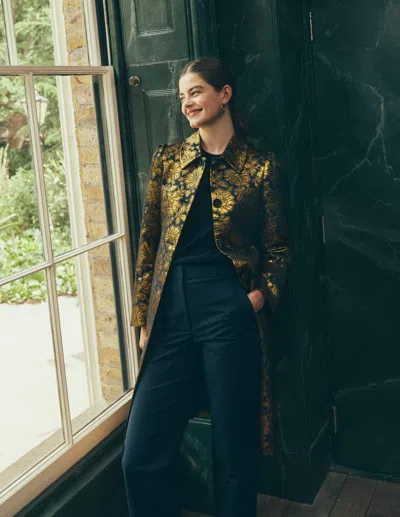 Boden Aylesford Jacquard-mantel In Gold | Grösse 30 In Brown