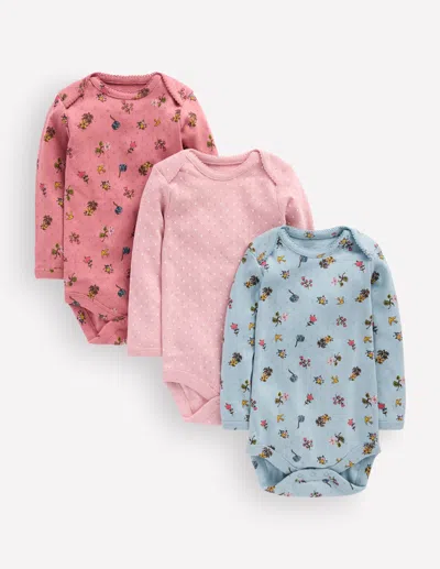 Boden Baby 3-pack Pointelle Bodies T-shirt In Pink | Size 0-3 Months In Multi
