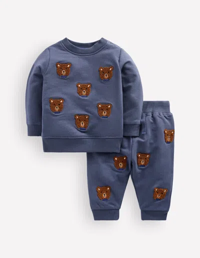 Boden Baby Applique Sweatshirt Set In Blue | Size 3-6 Months