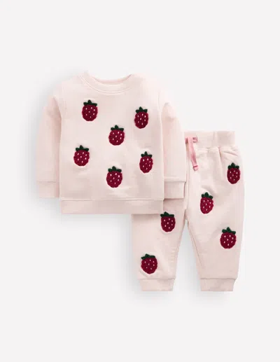 Boden Baby Applique Sweatshirt Set In Natural | Size 3-6 Months In Pink