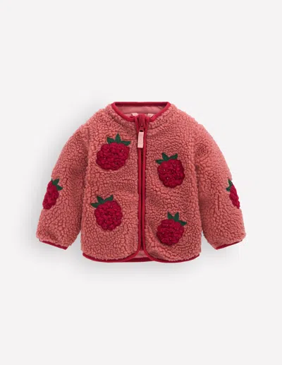 Boden Baby Cosy Borg Jacket In Pink | Size 3-6 Months In Red