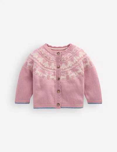 Boden Baby Fair Isle Cardigan In Pink | Size 3-6 Months In Brown