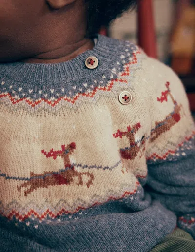 Boden Baby Fair Isle Jumper In Blue | Size 3-6 Months