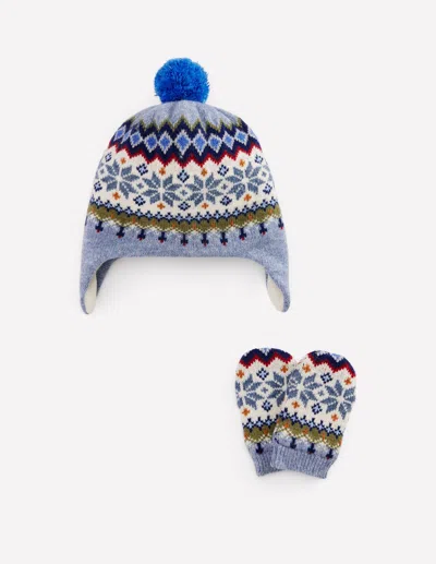 Boden Baby Fair Isle Knitted Set In Blue | Size 0-6 Months