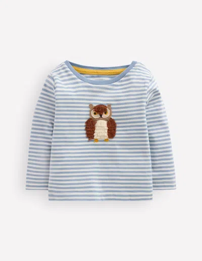 Boden Baby Long Sleeve Appliqué T-shirt In Blue | Size 3-6 Months