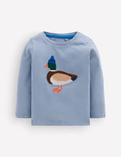 Boden Baby Long Sleeve Applique T-shirt In Blue | Size 3-6 Months
