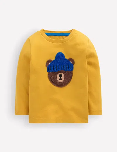 Boden Baby Long Sleeve Applique T-shirt In Yellow | Size 3-6 Months