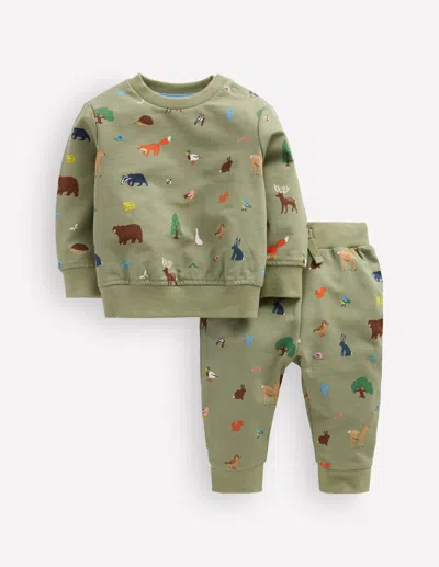 Boden Baby Sweatshirt Play Set In Green | Size 3-6 Months
