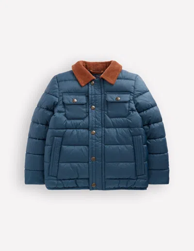 Boden Kids' Baffle-jacke Mit Kragen In Blau | Grösse 98 In Blue