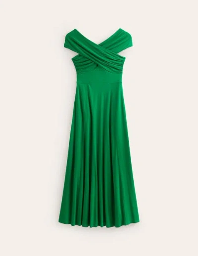 Boden Bardot Jersey Maxi Dress Green Tambourine Women