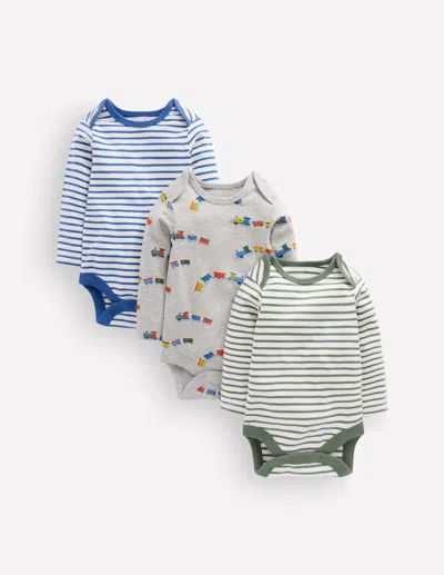Boden Babies' Baumwoll-bodys Im 3er-pack In Grau | Grösse 68 In Multi