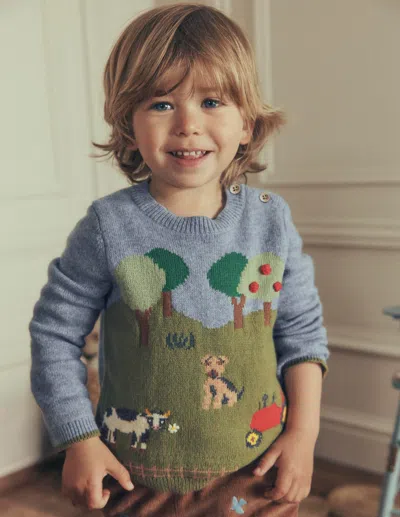 Boden Babies' Baumwollpullover Mit Logo In Bunt | Grösse 68 In Blue