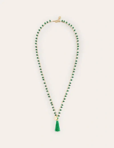 Boden Beaded Tassel Necklace Green Women