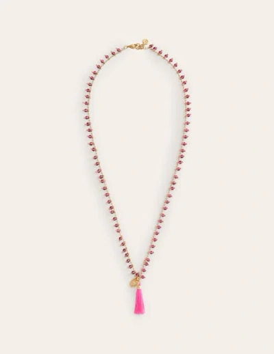 Boden Beaded Tassel Necklace Pink Women