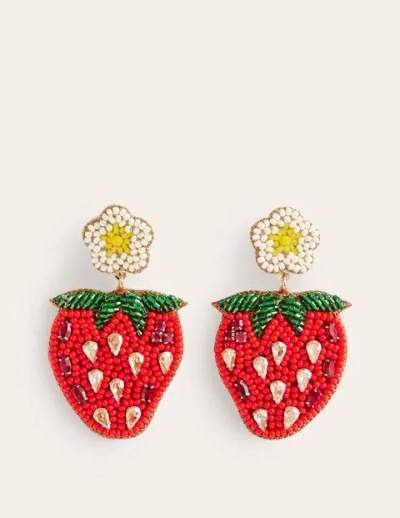 Boden Beady Motif Earrings Strawberry Women  In Red