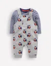 Boden Bedrucktes Jersey-oberteil Und Latzhose Im Set-grau Meliert, Eulen In Blue