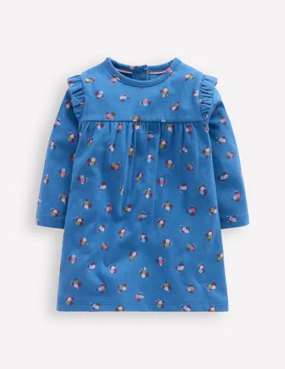 Boden Babies' Bedrucktes Jerseykleid-blau Geblümt In Blue