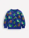 Boden Bedrucktes Sweatshirt Für Den Alltag-leuchtendes Blau Frösche In Blue